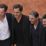 Le Big Four réuni sur le Central de Roland-Garros. KEYSTONE/AP/Christophe Ena